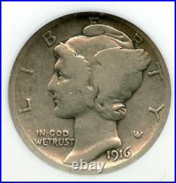 1916-D Mercury Silver Dime NGC VG 8 Certified Denver Mint BR541