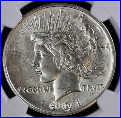 1921 $1 Silver Peace Dollar NGC MS 63 (BU, Uncirculated, Mint State) High Relief