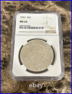 1922 S$1 MS63 Peace Dollar NGC Mint State 63 Beautiful Coin 4401970-068