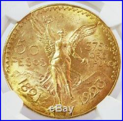 1923 Gold Mexico 50 Pesos Coin Ngc Mint State 63