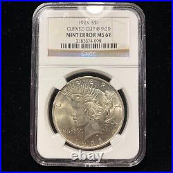 1923-P Peace Silver Dollar $1 NGC Mint Error MS61 Curved Clip Rare