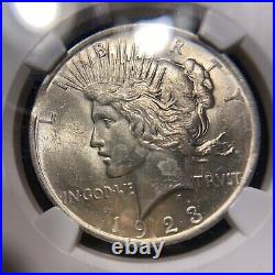 1923-P Peace Silver Dollar $1 NGC Mint Error MS61 Curved Clip Rare