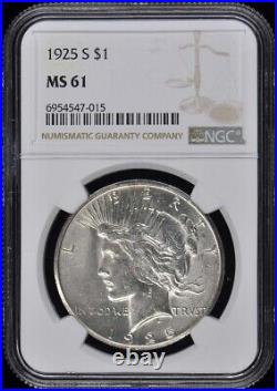 1925 S Peace Dollar S$1 NGC MS61