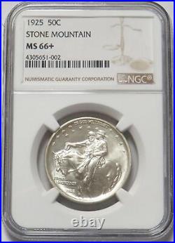 1925 STONE MOUNTAIN 50c COMMEMORATIVE COIN NGC MINT STATE 66+