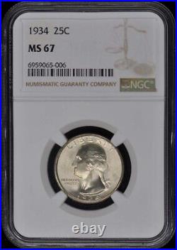 1934 Washington Quarter 25C NGC MS67