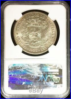1935 Silver Venezuela 5 Bolivares Simon Bolivar Coin Ngc Mint State 64