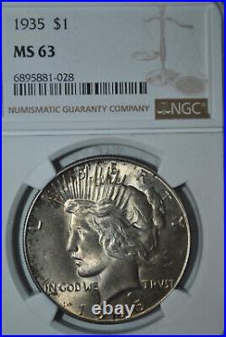 1935-p Peace Silver Dollar Ms63 Ngc