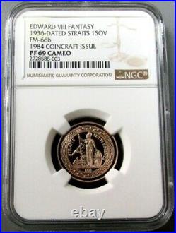 1936 / 1984 Straits 200 Minted 1 Sovereign Edward VIII Ngc Proof 69 Cameo
