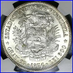 1936 NGC MS 63 Venezuela 5 Bolivares Silver 90% Mint State Crown Coin 20111201C