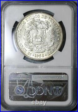 1936 NGC MS 63 Venezuela 5 Bolivares Silver 90% Mint State Crown Coin 20111201C
