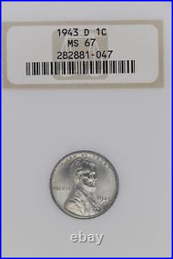 1943 D Steel Lincoln Wheat Cent NGC MS 67 DoubleJCoins JL1100-259