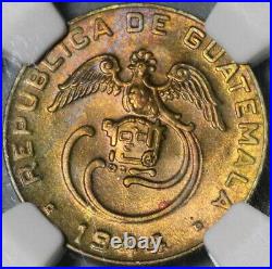 1944 NGC MS 65 Guatemala 1 Centavo Quetzal Bird Maya Mint State Coin (21042105D)