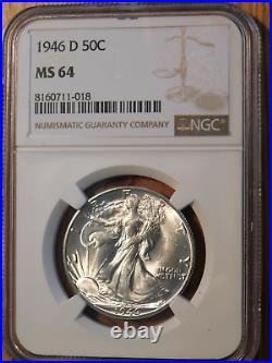 1946-D Walking Liberty Half Dollar NGC MS 64