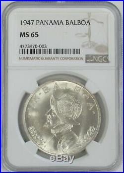 1947 Silver Panama 1 Balboa Lady Liberty Coin Ngc Mint State 65