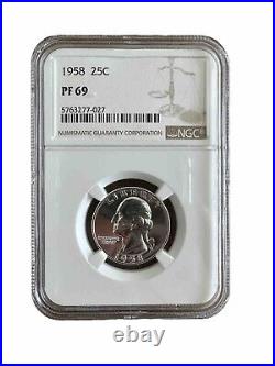 1958 Washington Quarter 25c Ngc Pf69