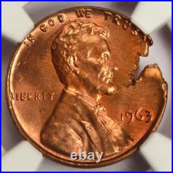 1963 NGC MS65RD Struck On Defective Holed Planchet Lincoln Cent Mint Error Wow