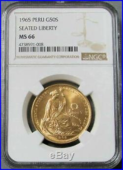 1965 Gold Peru 50 Soles Lima Mint Ngc Mint State 66
