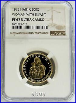 1973 Gold Haiti 500 Gourdes 915 Minted Mother & Infant Coin Ngc Proof 67 Uc