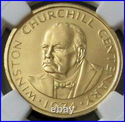 1974 Gold Turks Islands Ngc Mint State 70 Winston Churchill 50 Crowns Coin