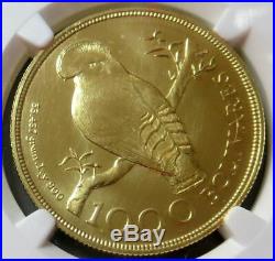 1975 Gold Venezuela 1000 Bolivares Wwc Rock Bird Ngc Mint State 66