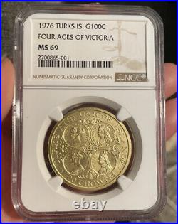 1976 Turks And Caicos Is. 100 Crowns Four Ages Victoria Ngc Mint State 69