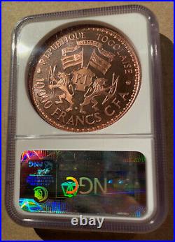 1977 Essai Togo 10000 Francs KM-E12 Copper NGC PF 67 RD UC Top Pop! 20 Minted