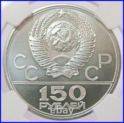 1977 Platinum Russia 150 Roubles Olympics Emblem Coin Ngc Mint State 70