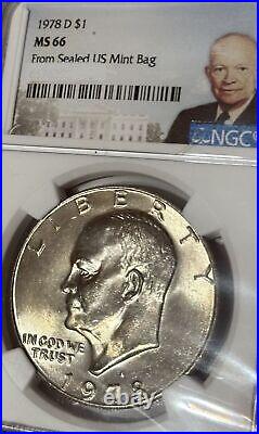 1978-D NGC Mint Bag Pedigree Graded MS 66 Eisenhower Dollar Near Top Pop