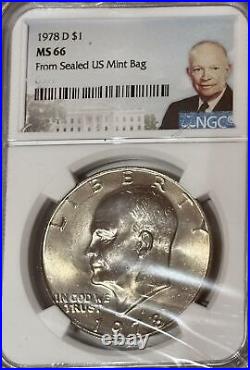 1978-D NGC Mint Bag Pedigree Graded MS 66 Eisenhower Dollar Near Top Pop