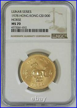 1978 Gold Hong Kong Ngc Mint State 70 $1000 Lunar Year Of The Horse Coin