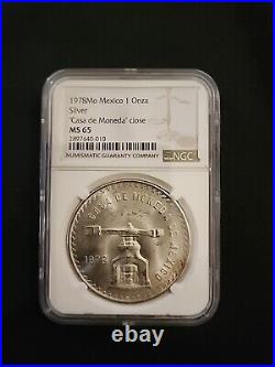 1978 Mexico Silver 1 Onza Casa De Moneda Wide Ngc Ms 65 Rare Key Date