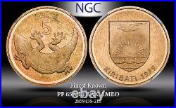 1979 Kiribati 5c Pf 65 Ultra Cameo Ngc Peach Puff Toned Mint 10,000 Top Pop