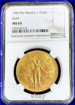 1981 Mo Gold Mexico 1 Oz Onza First Year Winged Victory Coin Ngc Mint State 65