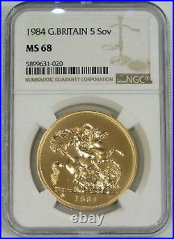 1984 Gold Great Britain 5 Pounds Sovereign Coin Ngc Mint State 68