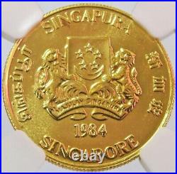 1984 Gold Singapore $2 Dollar 1/4 Oz Qilin Coin Ngc Mint State 69