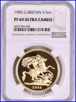 1985 Gold Proof £5 (Five Pounds) Royal Mint Coin NGC Graded PF69 Ultra Cameo