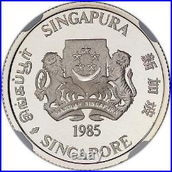 1985 Sm Singapore Silver 5 Cents Ngc Pf 69 Ultra Cameo, Toned, Top Pop, Mint 2k