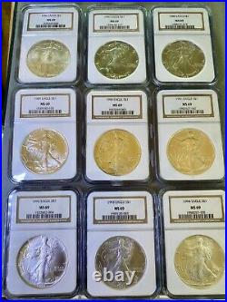 1986-2020 Silver Eagle Set NGC MS69 Complete (35 Coin Set) Mint, Early Releases