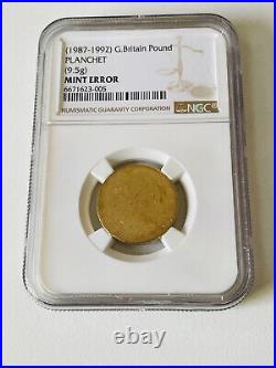 1987 1992 One pound coin old Round Royal Mint error Blank planchet Rare NGC