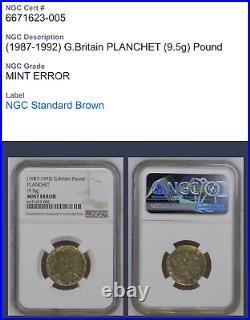 1987 1992 One pound coin old Round Royal Mint error Blank planchet Rare NGC