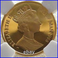 1988 Gold Isle Of Man 1/4 Angel 1000 Minted Cross & Shield Privy Ngc Proof 69uc