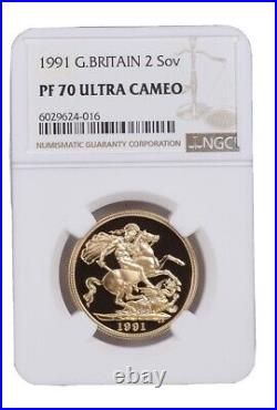 1991 Royal Mint Gold Proof £2 Double Sovereign Ngc Pf70 Ultra Cameo Rare