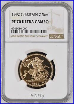 1992 Double Two Sovereign Gold Coin Proof Pf70 Ultra Cameo Ngc Royal Mint