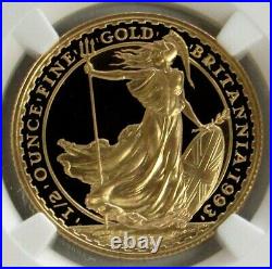 1993 Gold Great Britain 462 Mint4ed 50 Pounds Britannia Ngc Proof 69 Ultra Cameo
