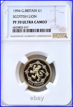 1994 £1 Scottish Lion One Pound Proof Coin NGC PR70 Royal Mint Great Britain