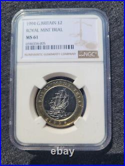 1994 £2 Royal Mint First Trial Strike Bi-Metallic Two Pound Genuine NGC MS61