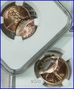 1995 Lincoln Cent 1c Mint Errors Mated Pair 2 Coins NGC MS66RD