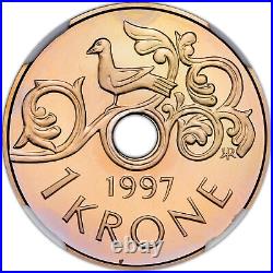 1997 Norway 1 Krone PF 69 Ultra Cameo NGC Toned, Low Mint 15K Only one online