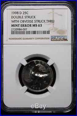 1998-D Quarter Mint Error SUPER RARE Struck thru-Double Struck ONLY 1 on Ebay
