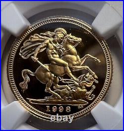 1998 Royal Mint Gold PROOF Half Sovereign Coin NGC PF69 ULTRA CAMEO
